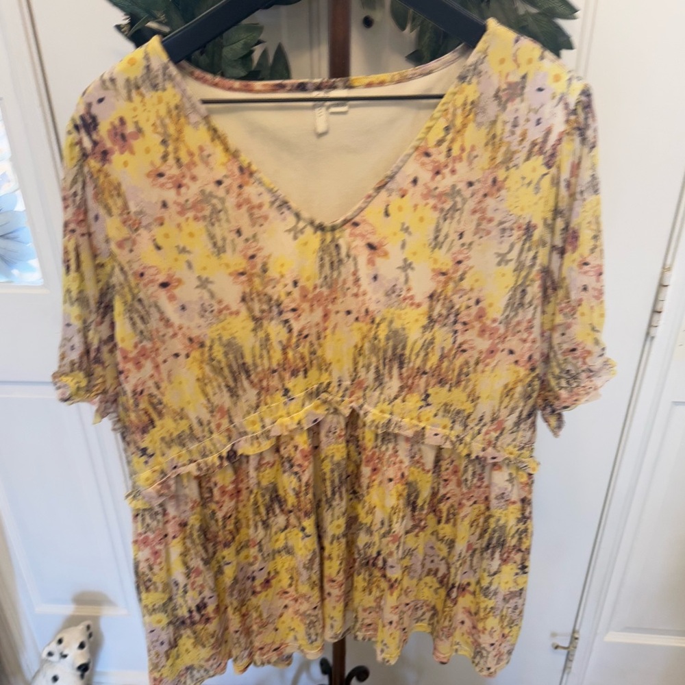 Cato Abstract Floral Print Baby Doll Top Blouse SS 22/24W
